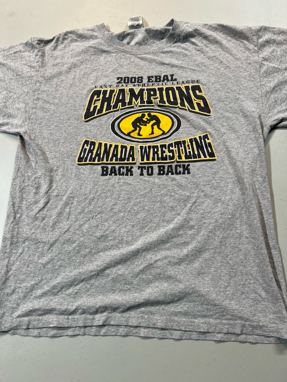 2008 EBAL Champions Granada Wrestling T-Shirt Gray Graphic Adult Large